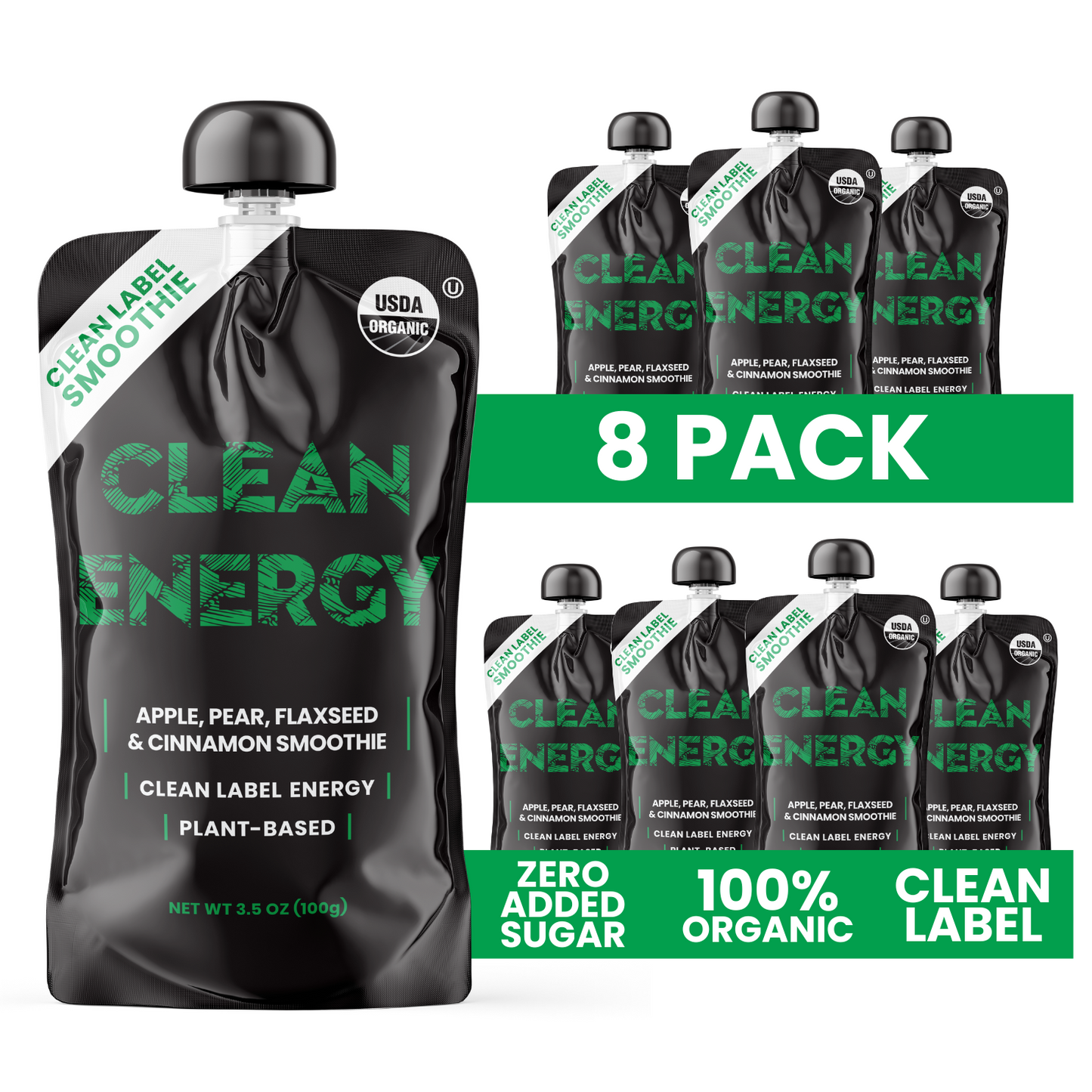 Clean Energy 8 pack - Apple, Pear, Flaxseed, Cinnamon Smoothie